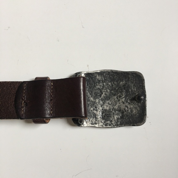 Vintage Boho Italy GAP Floral Enamel Buckle Brown Leather Belt S - Picture 4 of 8